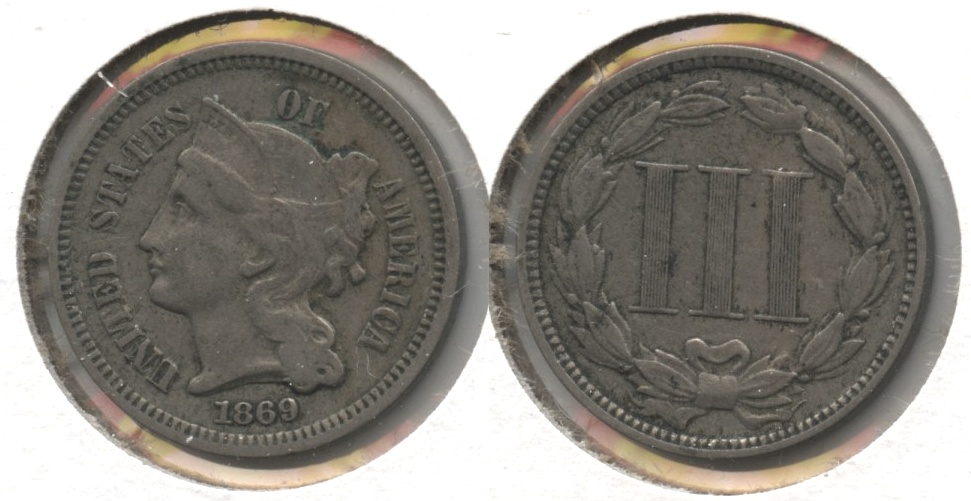 1869 Three Cent Nickel Fine-12 #b