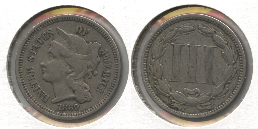 1869 Three Cent Nickel Fine-12 #d