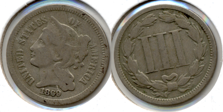 1869 Three Cent Nickel Good-4 a
