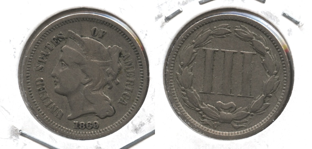 1869 Three Cent Nickel VG-8 #e