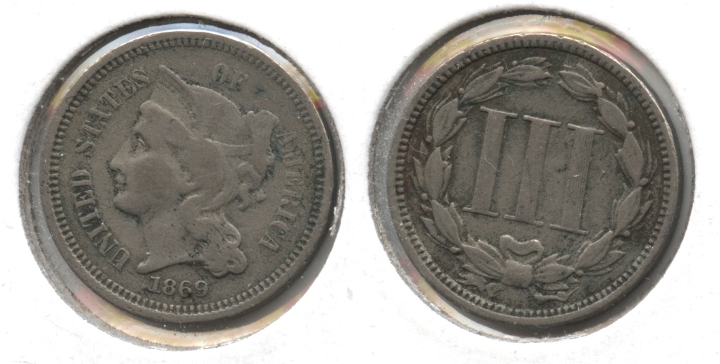1869 Three Cent Nickel VG-8 #f