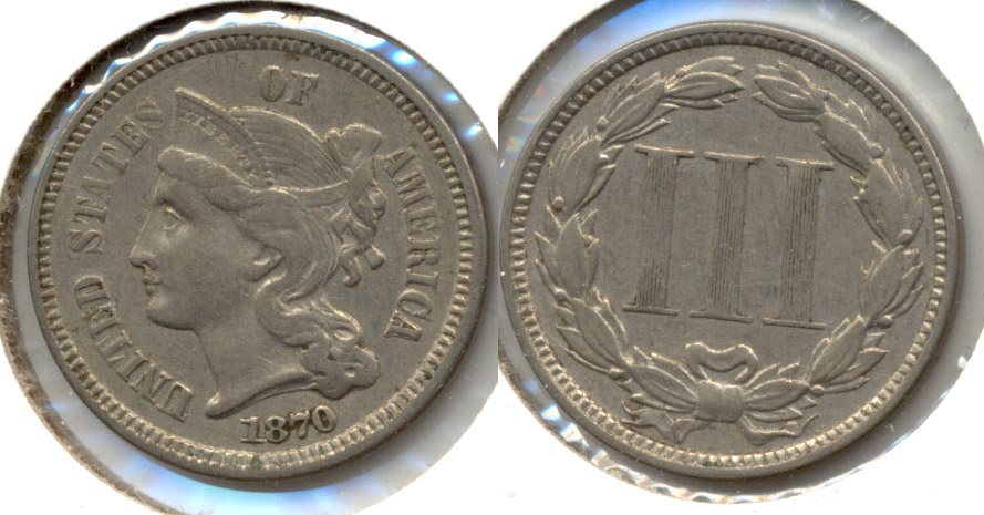 1870 Three Cent Nickel EF-40