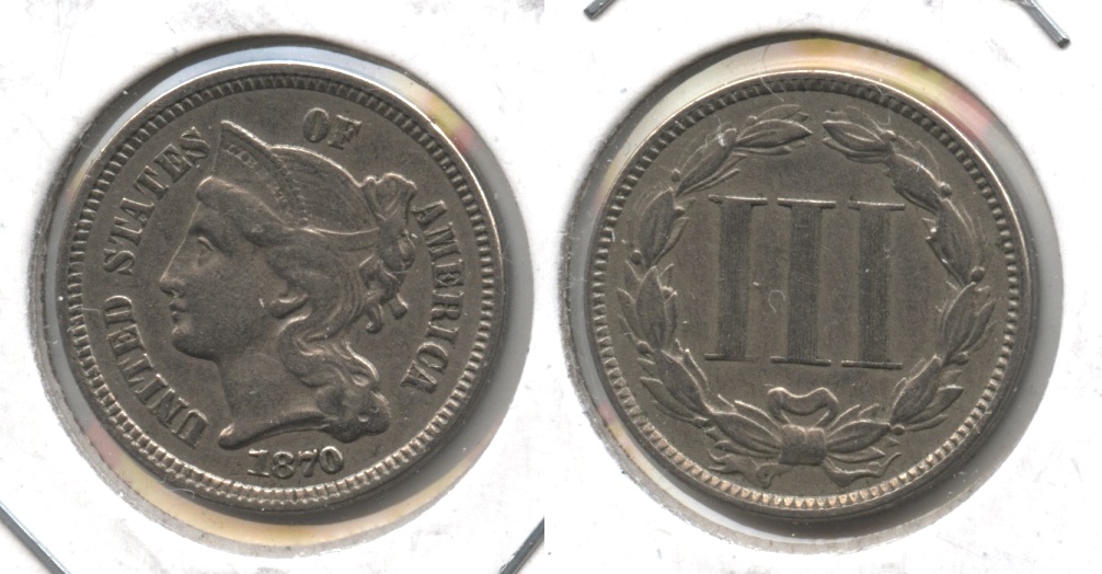 1870 Three Cent Nickel EF-40 #a