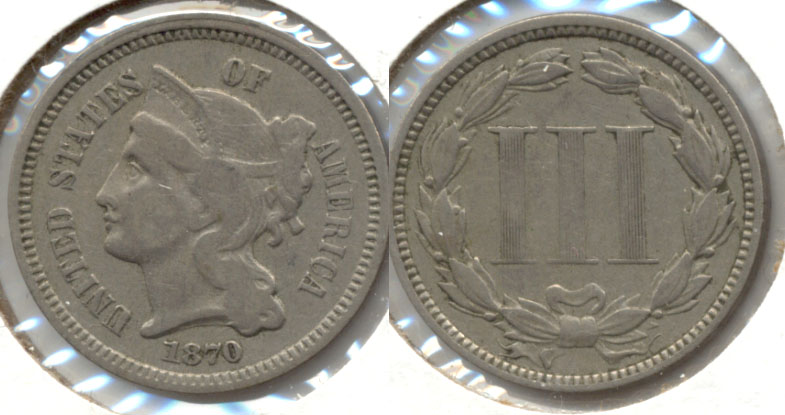 1870 Three Cent Nickel Fine-12