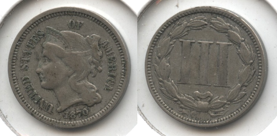 1870 Three Cent Nickel Fine-12 #b