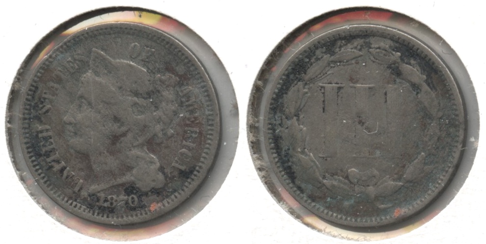1870 Three Cent Nickel Good-4 #a Rough