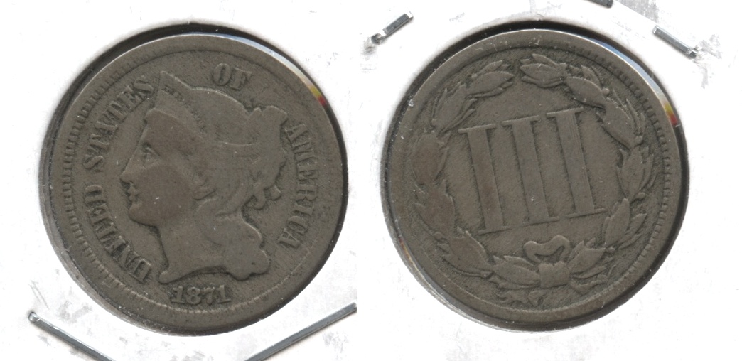 1871 Three Cent Nickel VG-8 #a