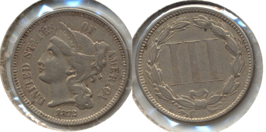 1872 Three Cent Nickel EF-40