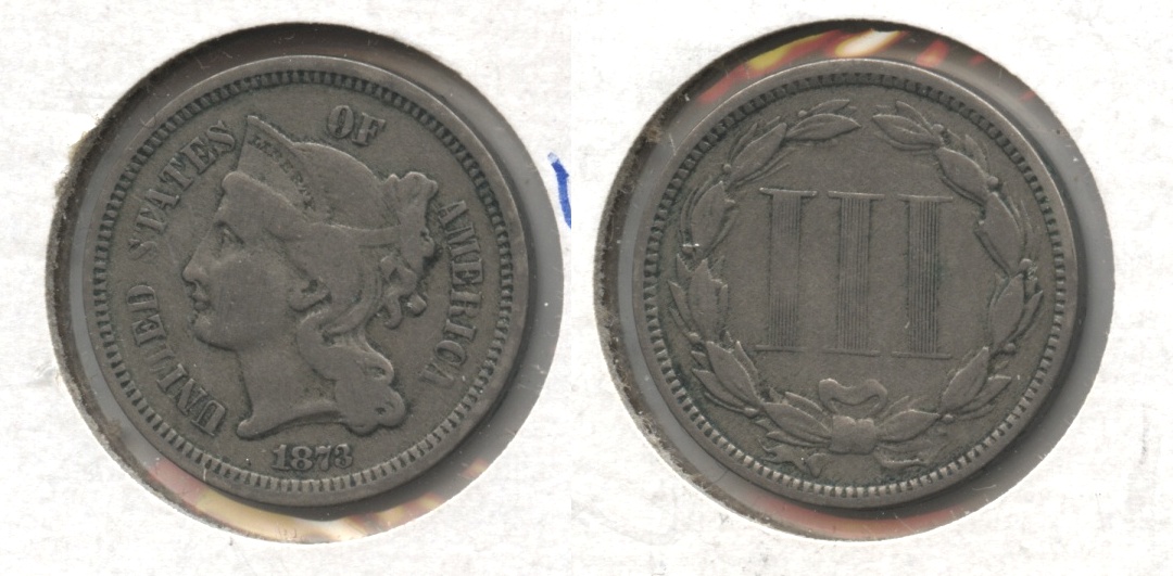 1873 Three Cent Nickel Fine-12 #f Closed 3