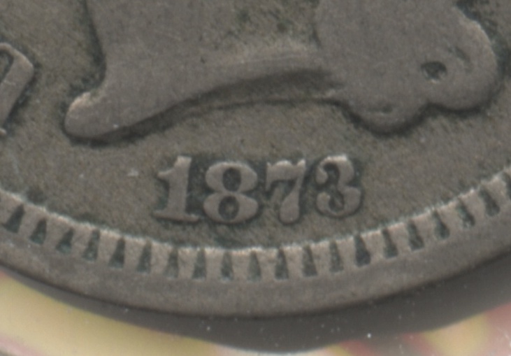 1873 Three Cent Nickel Fine-12 #f Closed 3 Close Up