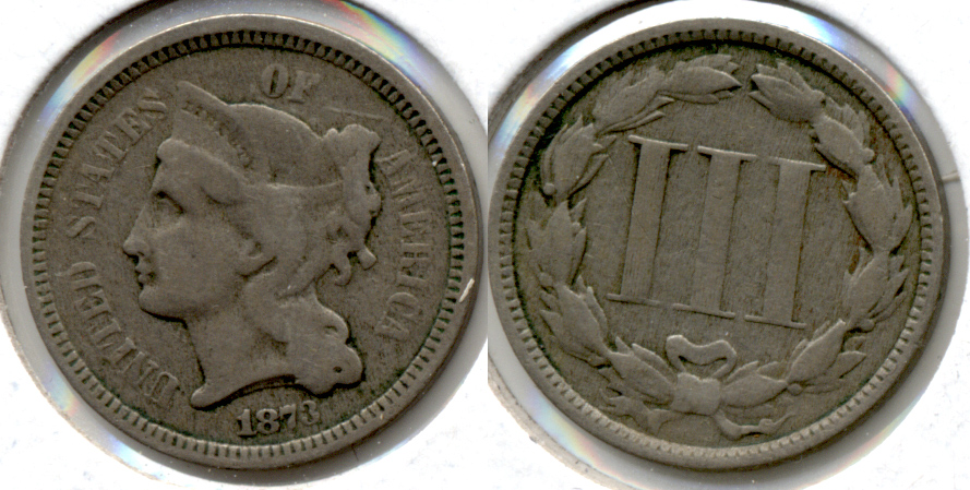 1873 Three Cent Nickel VG-8