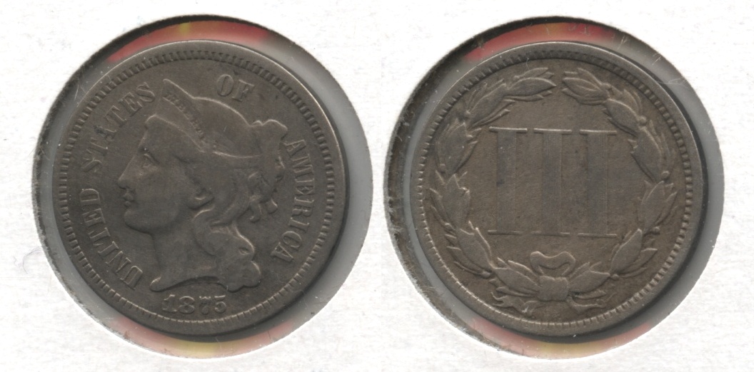 1875 Three Cent Nickel Fine-12 #a