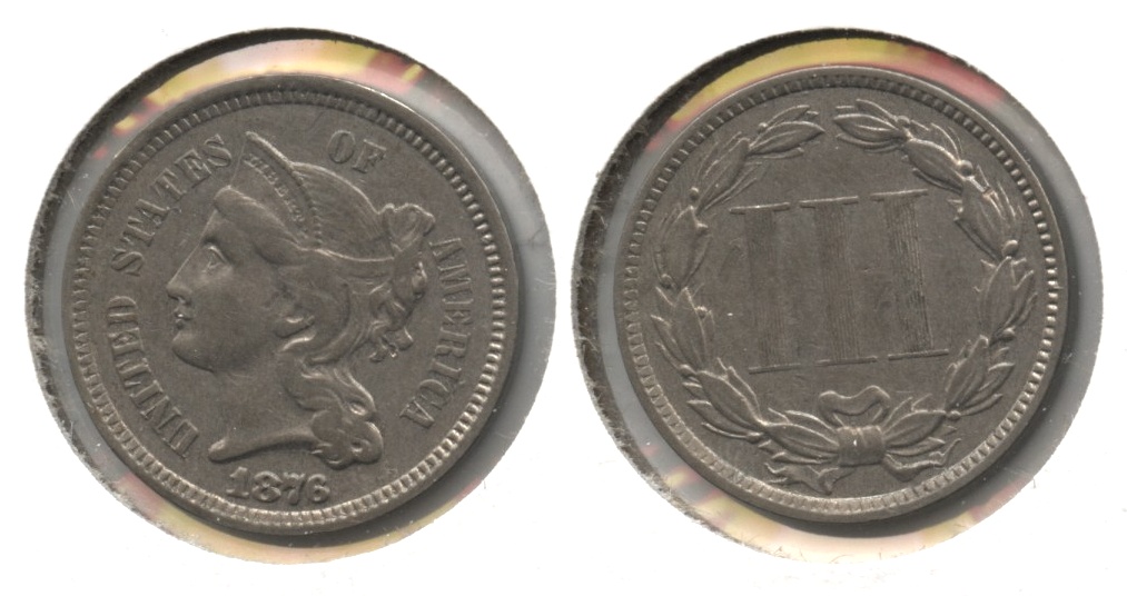 1876 Three Cent Nickel EF-40
