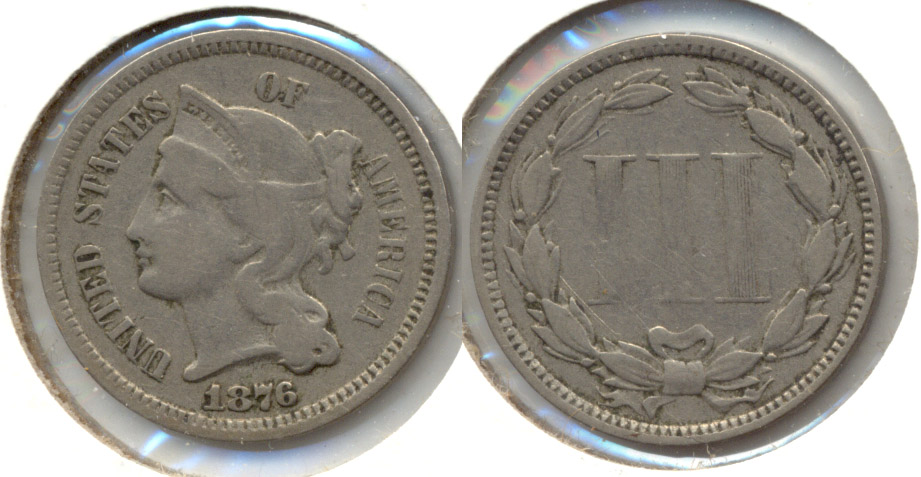 1876 Three Cent Nickel Fine-12