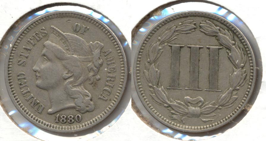 1880 Three Cent Nickel EF-40