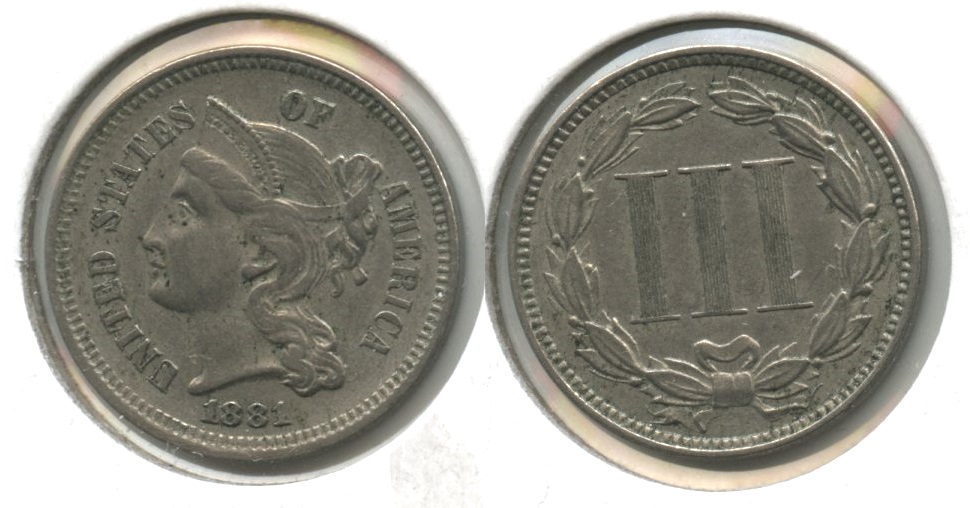1881 Three Cent Nickel EF-40 #b