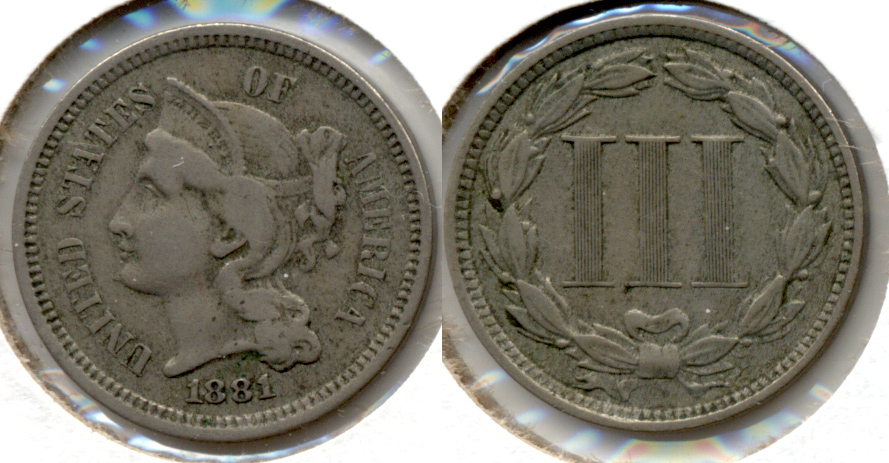 1881 Three Cent Nickel Fine-12