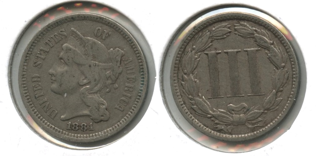 1881 Three Cent Nickel Fine-12 #b