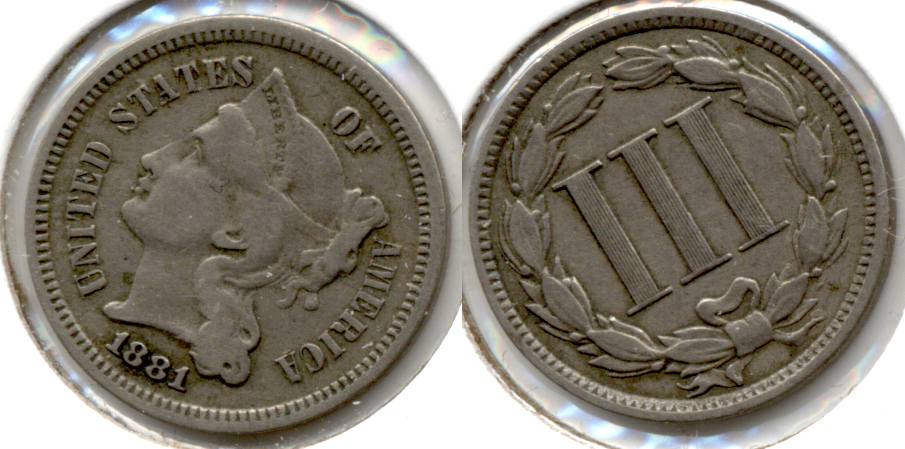 1881 Three Cent Nickel VF-20 b