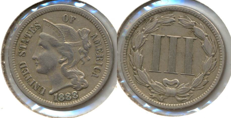 1888 Three Cent Nickel EF-40