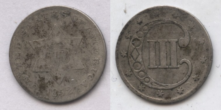 1852 Three Cent Silver Good-6
