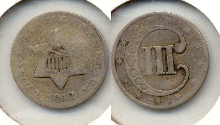 1852 Three Cent Silver VG-8 b