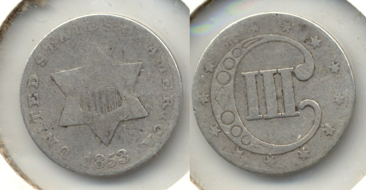 1853 Three Cent Silver Good-4 a
