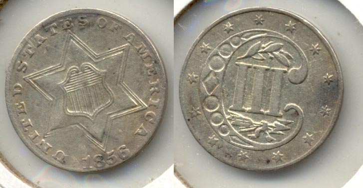 1856 Three Cent Silver EF-40