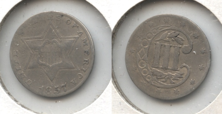 1857 Three Cent Silver Fine-12