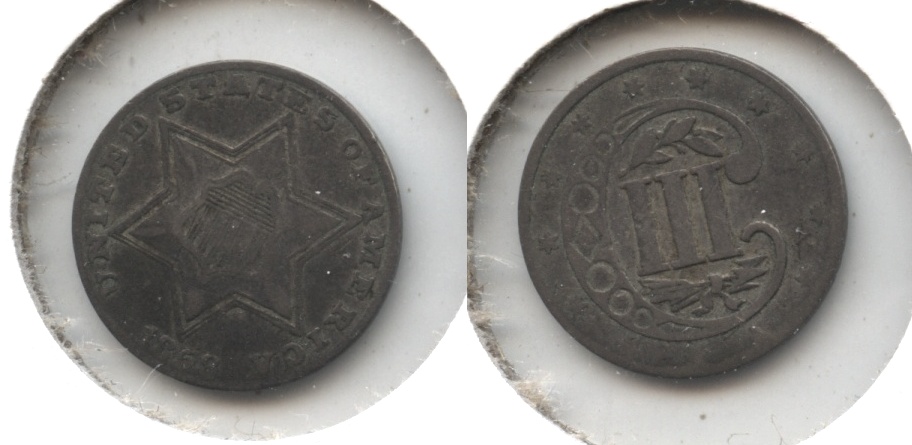 1858 Three Cent Silver Fine-12