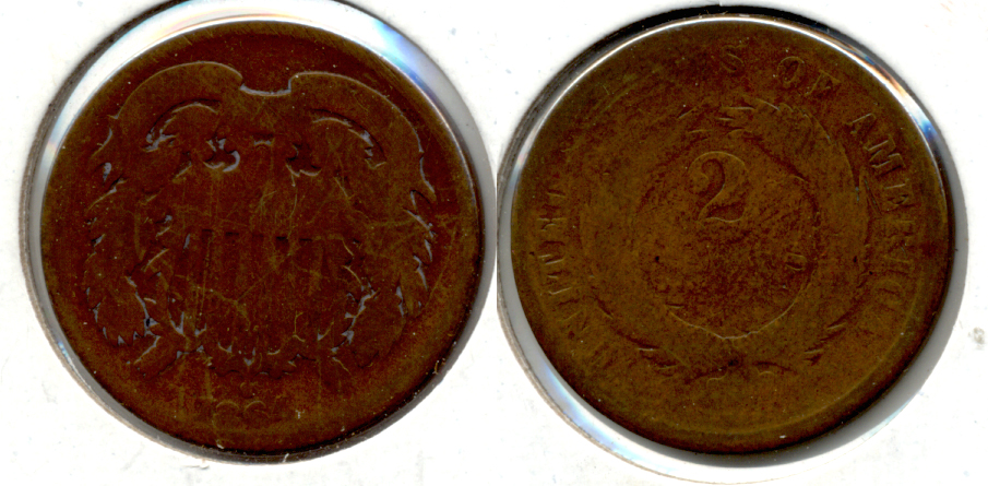 1864 Large Motto Two Cent Piece AG-3 e