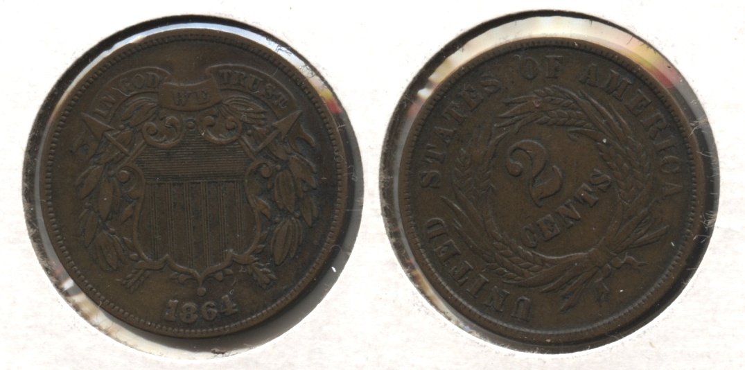1864 Large Motto Two Cent Piece EF-40 #e