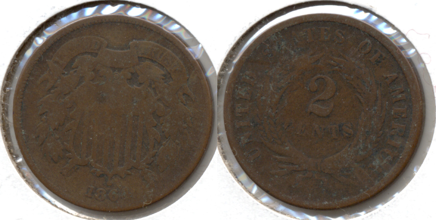 1864 Large Motto Two Cent Piece Good-4 ad