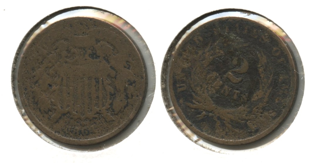 1864 Large Motto Two Cent Piece Good-4 #az Porous