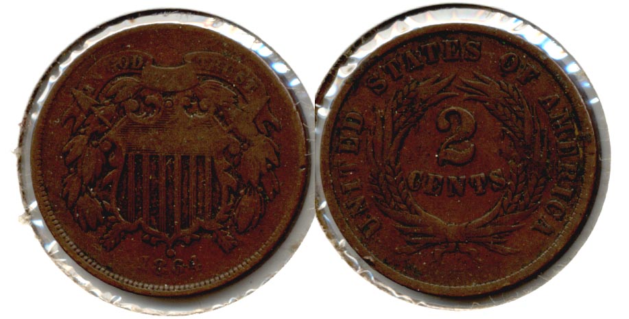 1864 Large Motto Two Cent Piece Good-4 m