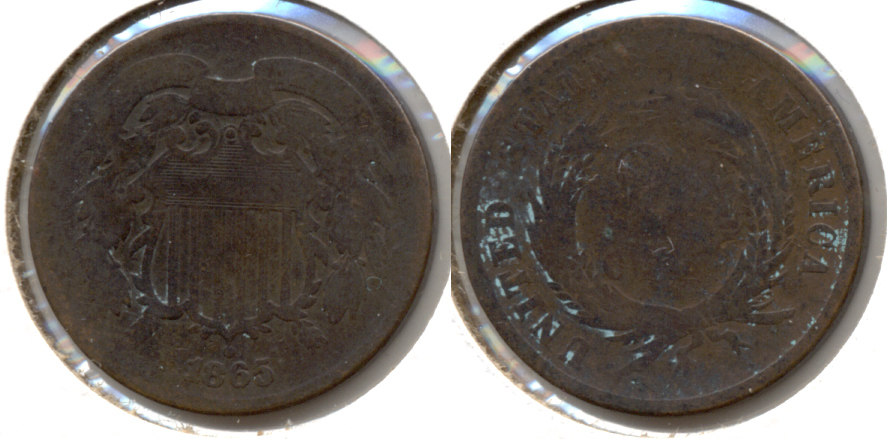 1865 Two Cent Piece AG-3 l Cleaned