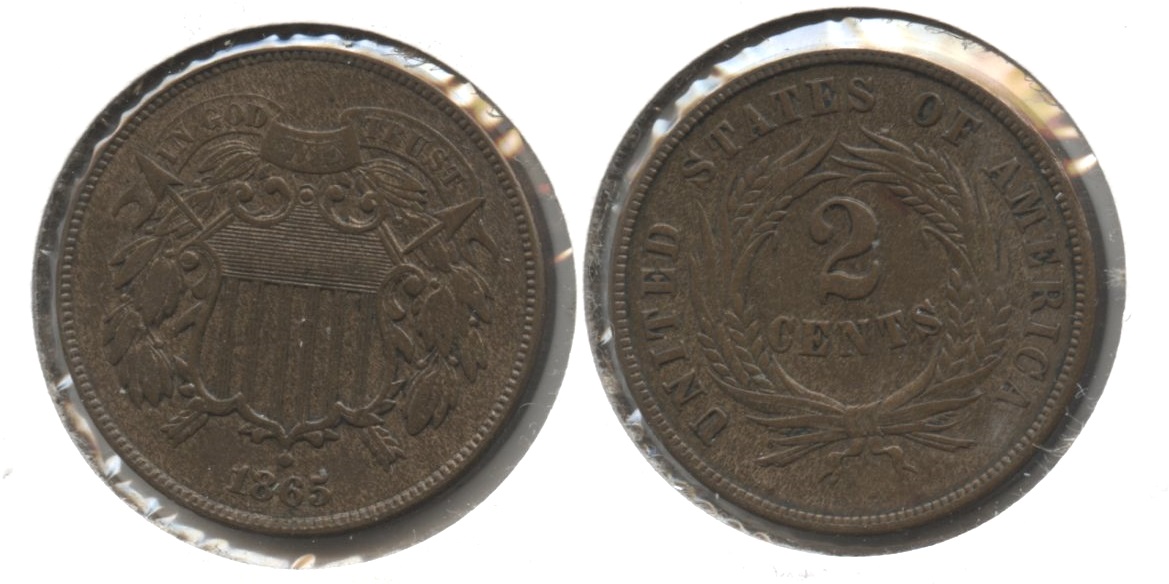 1865 Two Cent Piece AU-50 #b