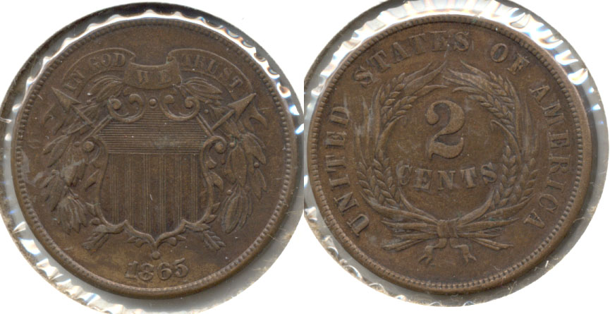 1865 Two Cent Piece EF-40