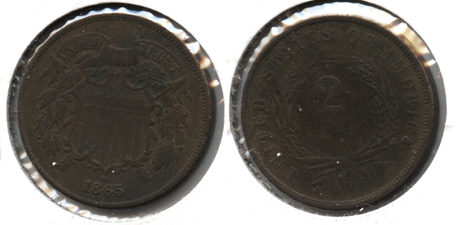1865 Two Cent Piece EF-40 b Dark
