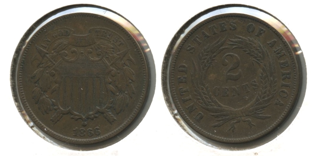 1866 Two Cent Piece EF-40 #b