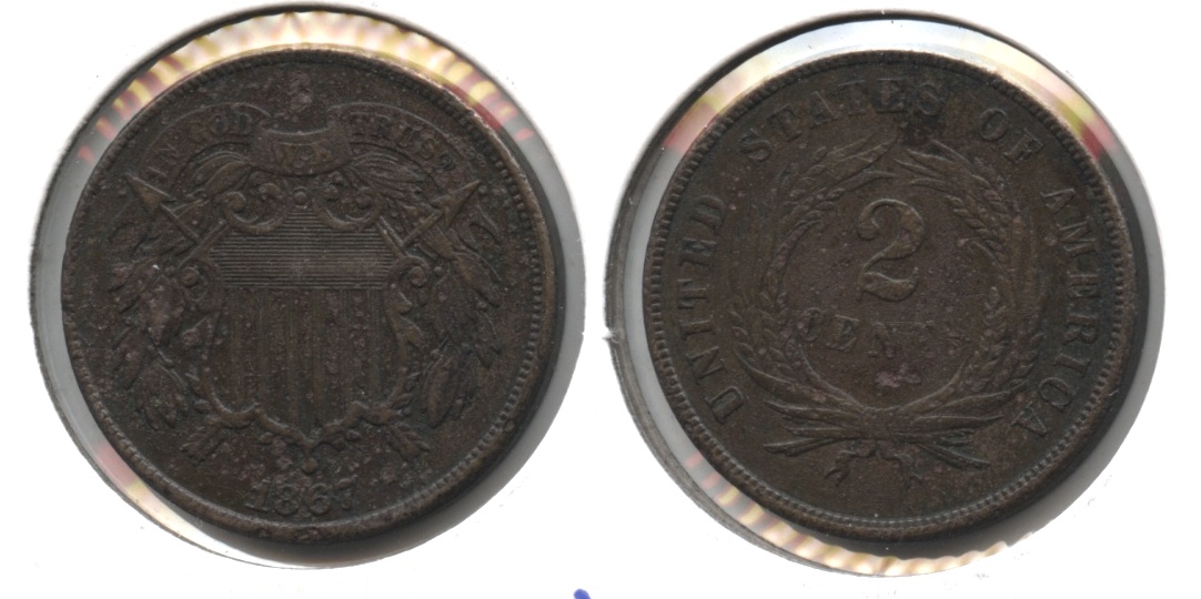 1867 Two Cent Piece EF-40 Dark