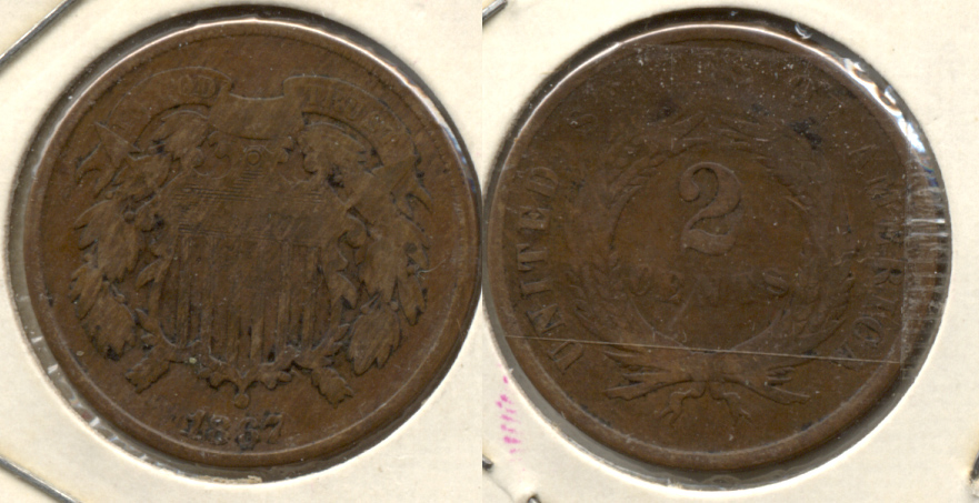 1867 Two Cent Piece Good-4 d
