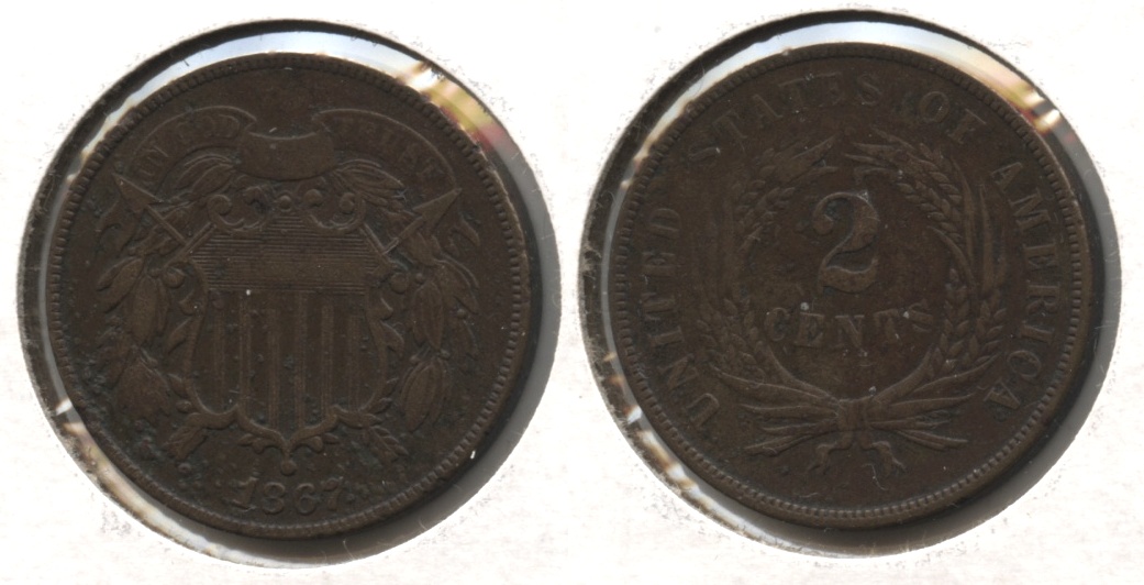 1867 Two Cent Piece VF-20 #a Bit Dark