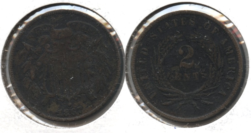 1867 Two Cent Piece VG-8 #d Dark