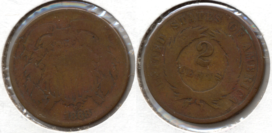 1868 Two Cent Piece AG-3 b