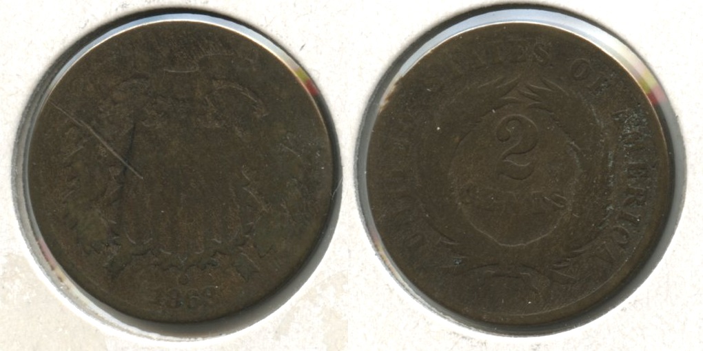 1868 Two Cent Piece AG-3 #d Old Scrape