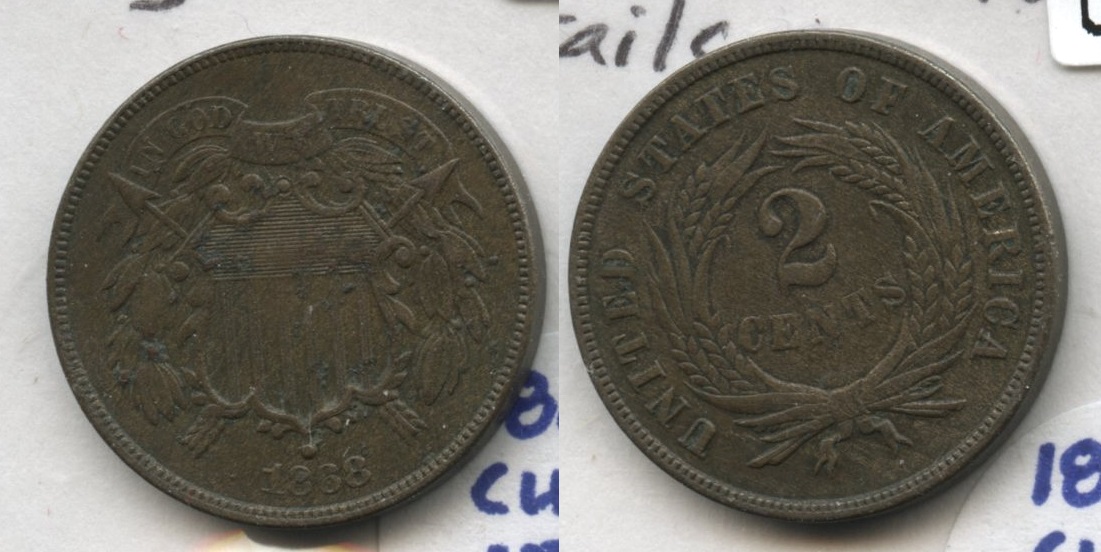 1868 Two Cent Piece EF-40 #a Bumps
