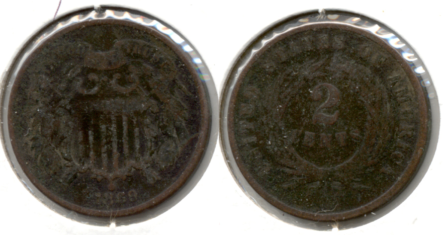1869 Two Cent Piece Good-4 e Bit Dark