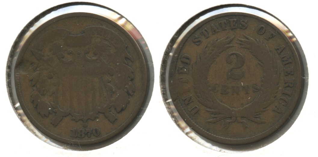 1870 Two Cent Piece Good-4 #i Rim Bump