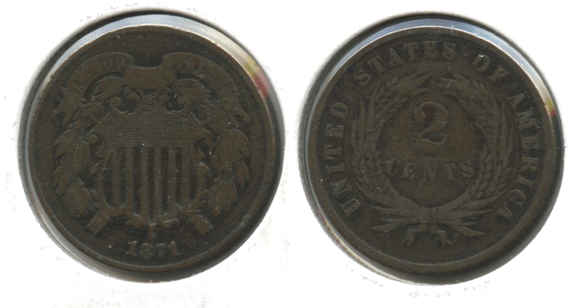 1871 Two Cent Piece VG-8 #c Minor Porosity
